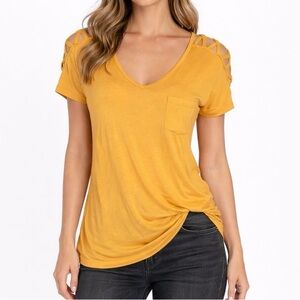 Moral Fiber Cold Shoulder Baby Tee‎